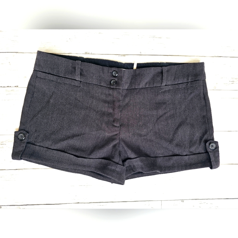 Vintage Have & Have Cuffed Dress Shorts Black & Gray Dot Design w/ Belt Loops